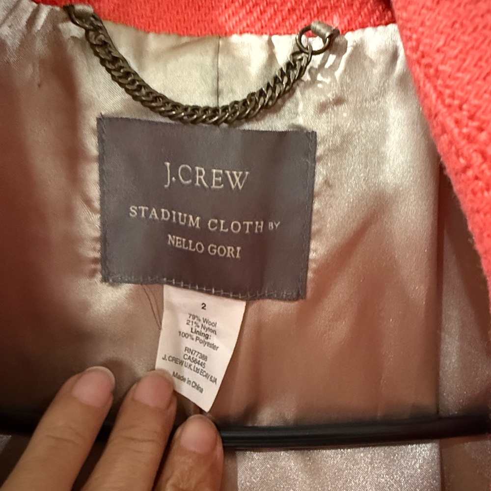 J.Crew Coral Stadium Cloth Coat